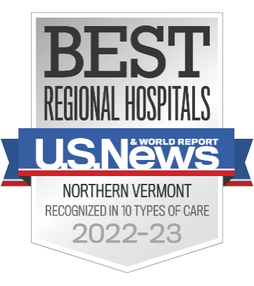 U.S. News & World Report's Best Regional Hospital - Northern Vermont 2022-2023 logo